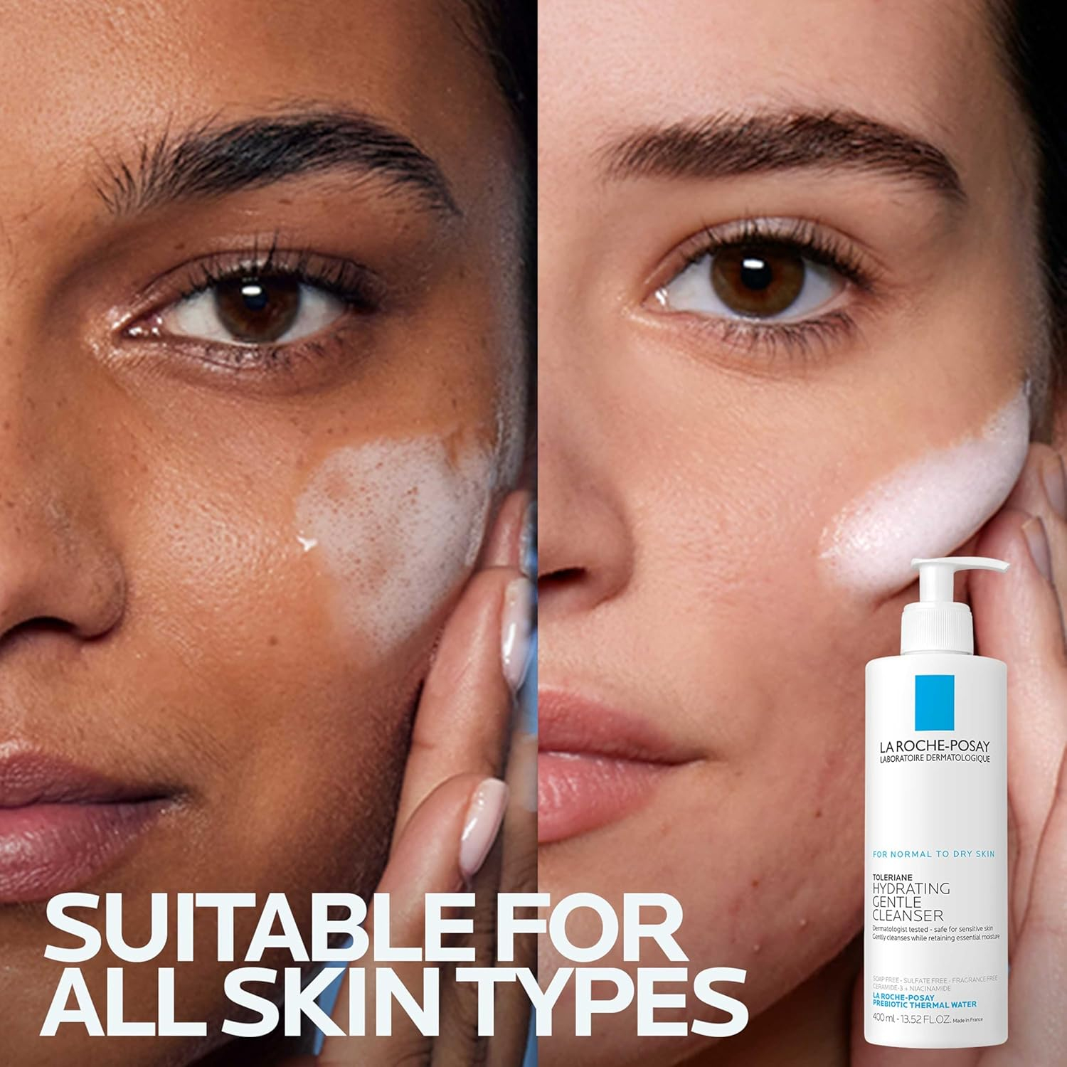 La Roche Posay, Toleriane Crema Limpiadora Facial, Limpieza Diaria Antisequedad, Elimina el Maquillaje Sin Irritación, Con Niacinamida y Agua Termal, Para Piel Muy Sensible y Seca, 400ml - Imagen 5