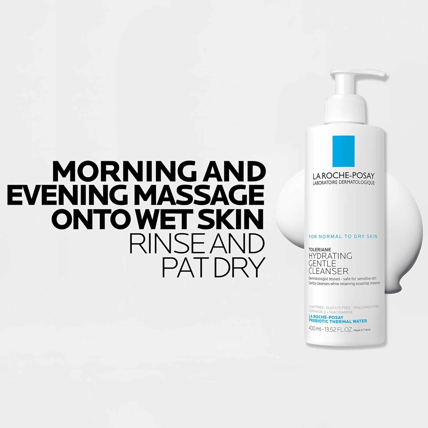 La Roche Posay, Toleriane Crema Limpiadora Facial, Limpieza Diaria Antisequedad, Elimina el Maquillaje Sin Irritación, Con Niacinamida y Agua Termal, Para Piel Muy Sensible y Seca, 400ml - Imagen 8