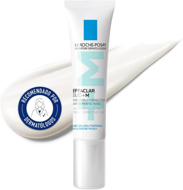 La Roche Posay Tratamiento corrector facial, Antiacné, Combate las manchas, los puntos negros y las imperfecciones, Con efecto anti-recaída, Con niacinamida, Effaclar Duo+M, 40 ml