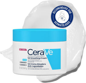 CeraVe SA Crema Alisadora Anti-rugosidades, Para Pieles Secas, Ásperas y Con Imperfecciones, Para Rostro y Cuerpo, Exfolia e Hidrata, Con Ceramidas, Ácido Salicílico y Ácido Hialurónico, 340ml